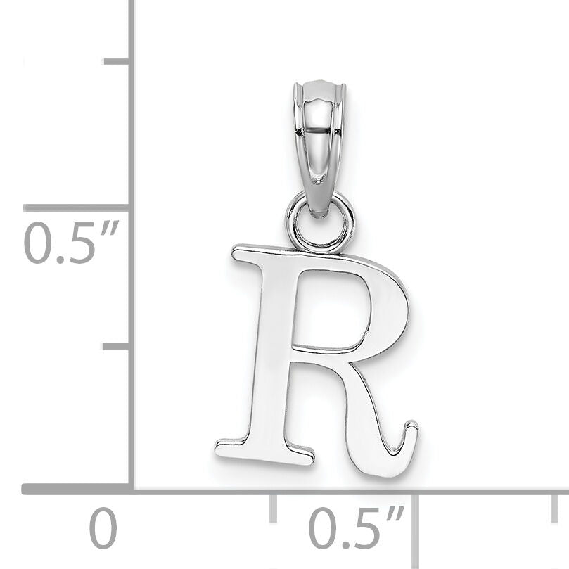 14K White Gold Polished Block Letter R Initial Pendant-K6423WR
