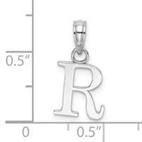 14K White Gold Polished Block Letter R Initial Pendant-K6423WR