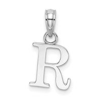 14K White Gold Polished Block Letter R Initial Pendant-K6423WR