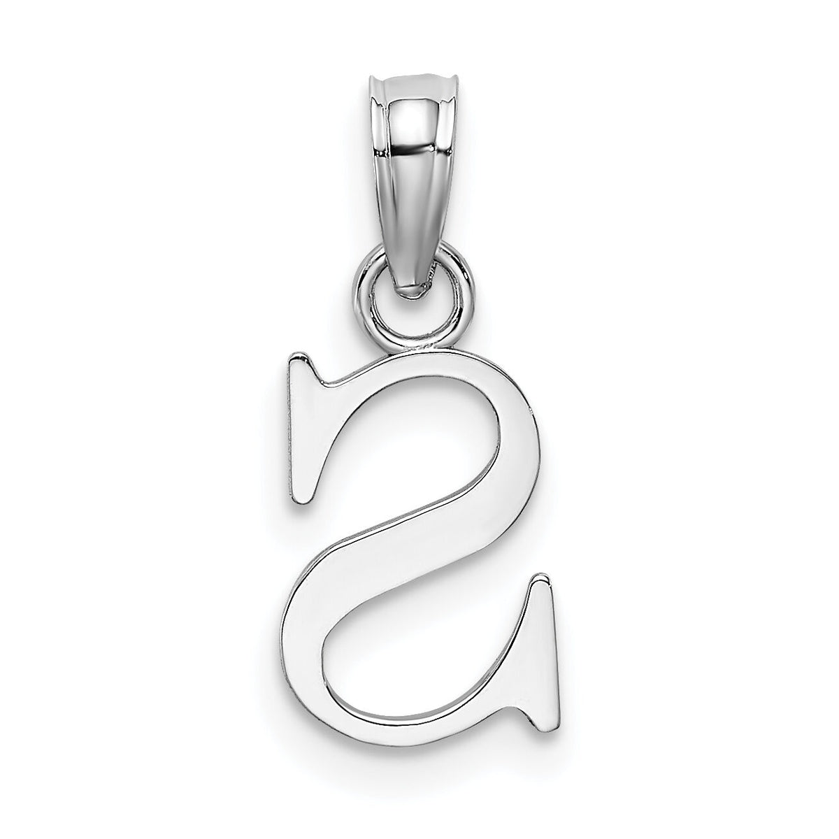 14K White Gold Polished Block Letter S Initial Pendant-K6423WS