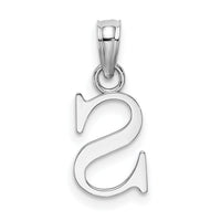 14K White Gold Polished Block Letter S Initial Pendant-K6423WS