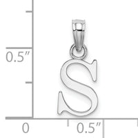 14K White Gold Polished Block Letter S Initial Pendant-K6423WS