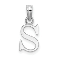 14K White Gold Polished Block Letter S Initial Pendant-K6423WS