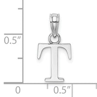 14K White Gold Polished Block Letter T Initial Pendant-K6423WT