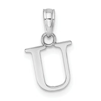 14K White Gold Polished Block Letter U Initial Pendant-K6423WU