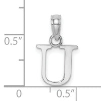 14K White Gold Polished Block Letter U Initial Pendant-K6423WU