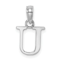 14K White Gold Polished Block Letter U Initial Pendant-K6423WU