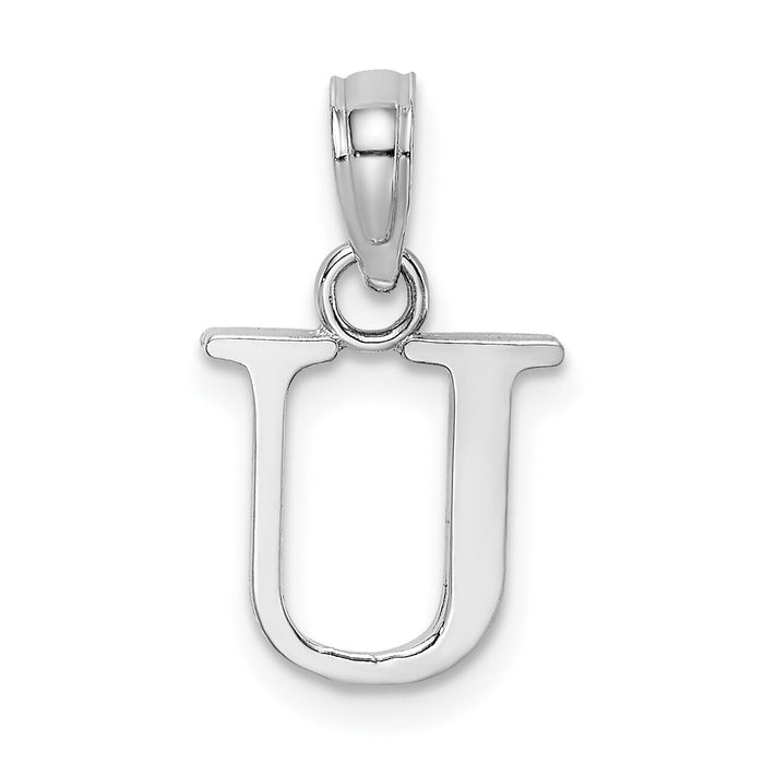 14K White Gold Polished Block Letter U Initial Pendant-K6423WU