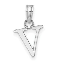 14K White Gold Polished Block Letter V Initial Pendant-K6423WV