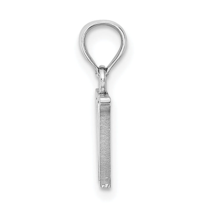 14K White Gold Polished Block Letter W Initial Pendant-K6423WW