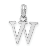14K White Gold Polished Block Letter W Initial Pendant-K6423WW
