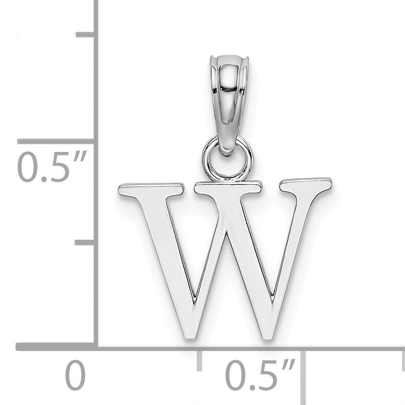 14K White Gold Polished Block Letter W Initial Pendant-K6423WW