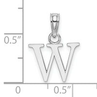 14K White Gold Polished Block Letter W Initial Pendant-K6423WW