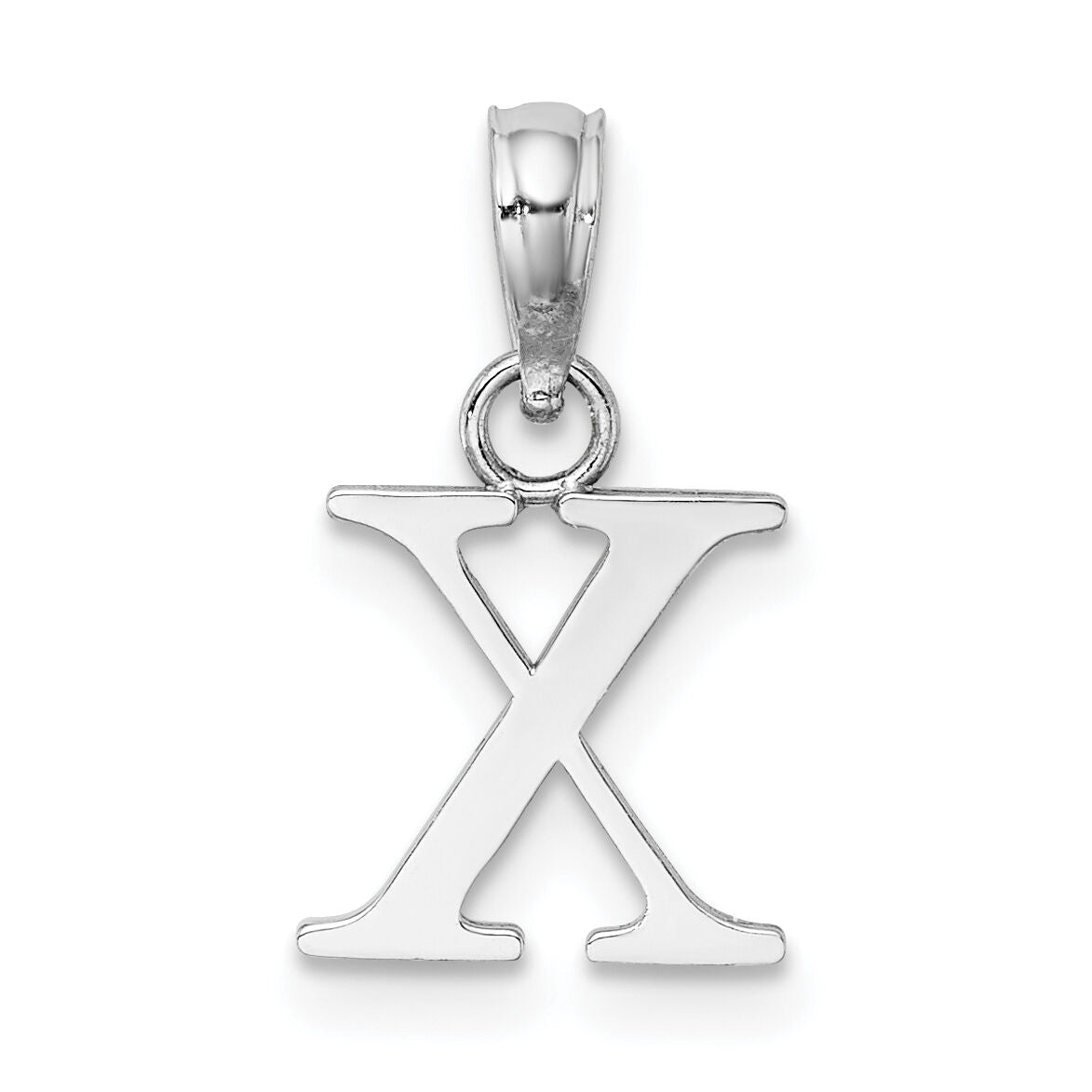 14K White Gold Polished Block Letter X Initial Pendant-K6423WX
