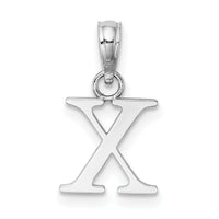 14K White Gold Polished Block Letter X Initial Pendant-K6423WX