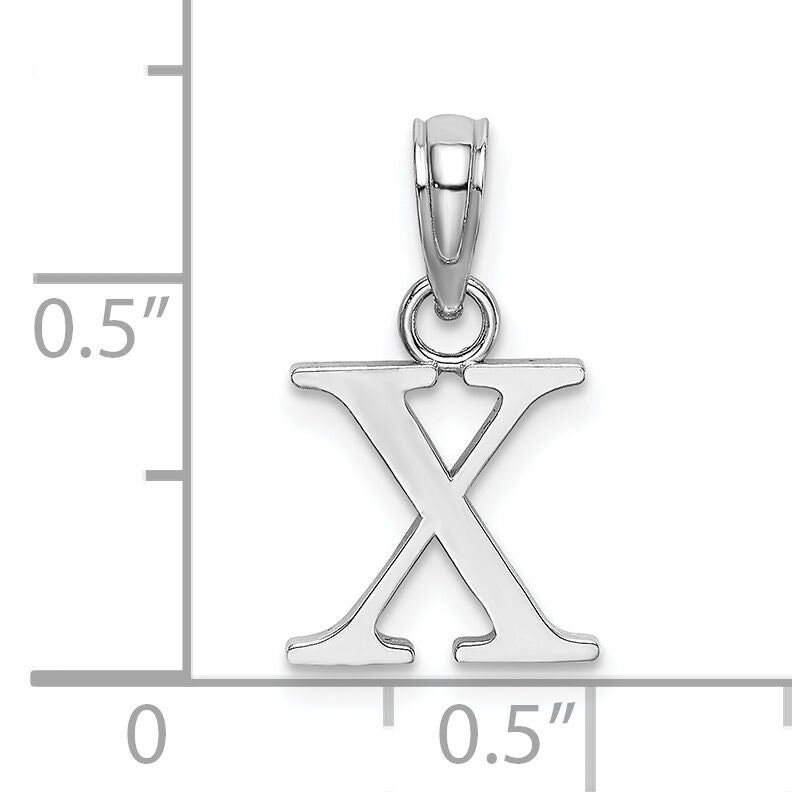 14K White Gold Polished Block Letter X Initial Pendant-K6423WX