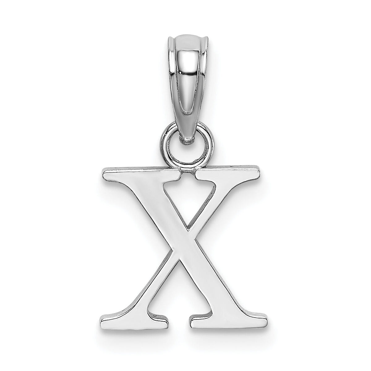 14K White Gold Polished Block Letter X Initial Pendant-K6423WX