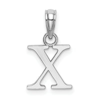 14K White Gold Polished Block Letter X Initial Pendant-K6423WX