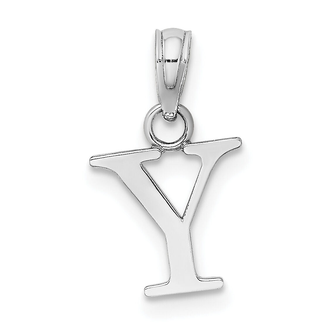 14K White Gold Polished Block Letter Y Initial Pendant-K6423WY
