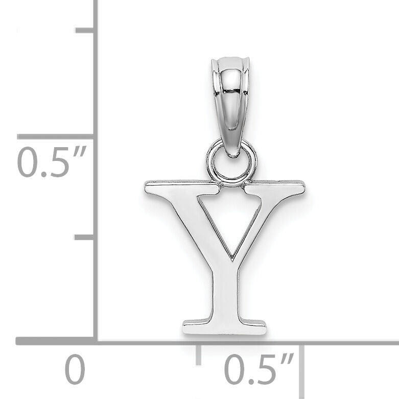 14K White Gold Polished Block Letter Y Initial Pendant-K6423WY