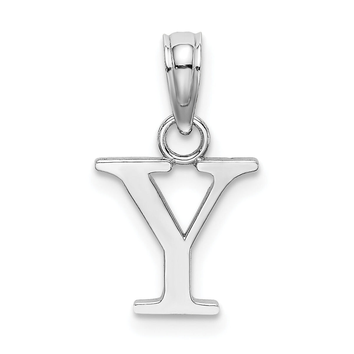 14K White Gold Polished Block Letter Y Initial Pendant-K6423WY