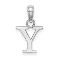 14K White Gold Polished Block Letter Y Initial Pendant-K6423WY