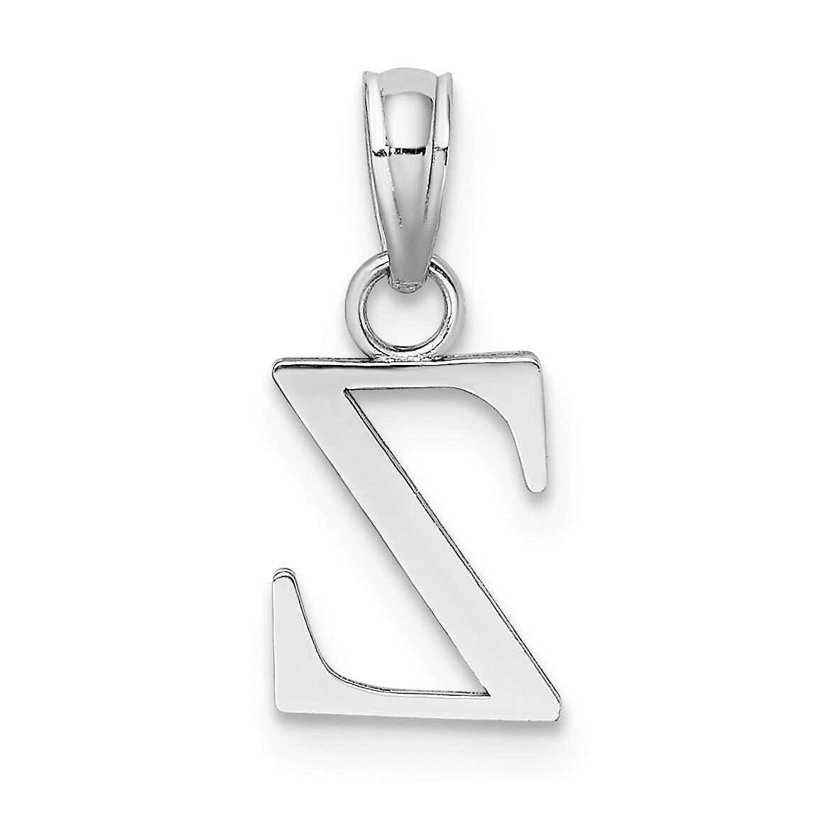 14K White Gold Polished Block Letter Z Initial Pendant-K6423WZ
