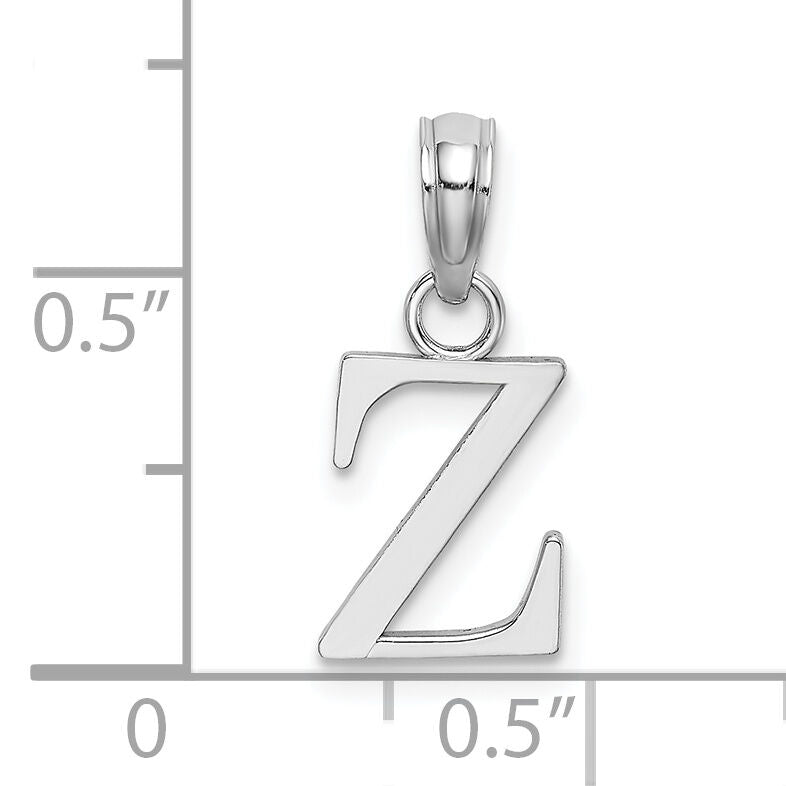 14K White Gold Polished Block Letter Z Initial Pendant-K6423WZ