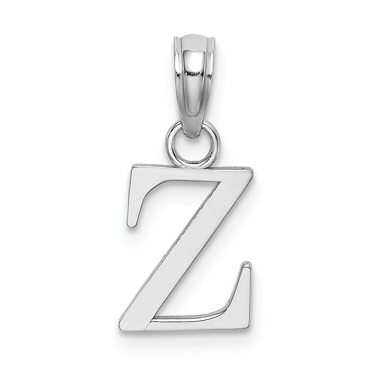 14K White Gold Polished Block Letter Z Initial Pendant-K6423WZ