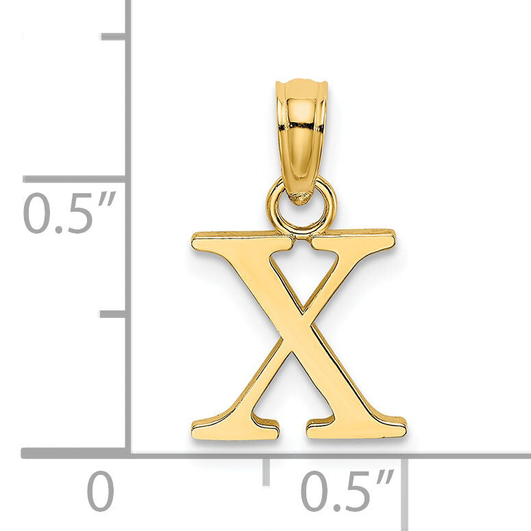 14K Polished Block Letter X Initial Pendant-K6423X