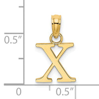 14K Polished Block Letter X Initial Pendant-K6423X