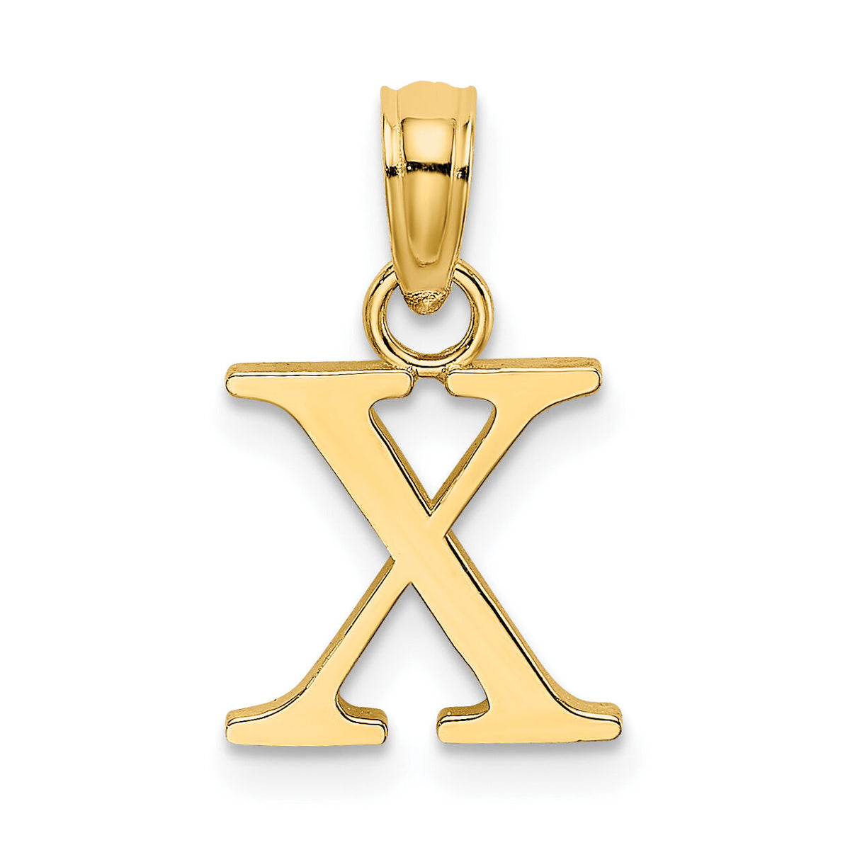 14K Polished Block Letter X Initial Pendant-K6423X