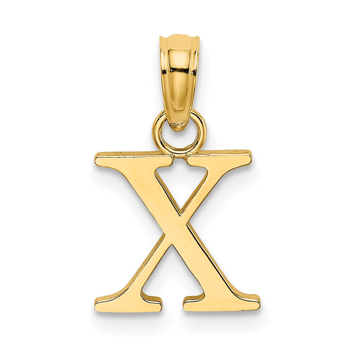 14K Polished Block Letter X Initial Pendant-K6423X