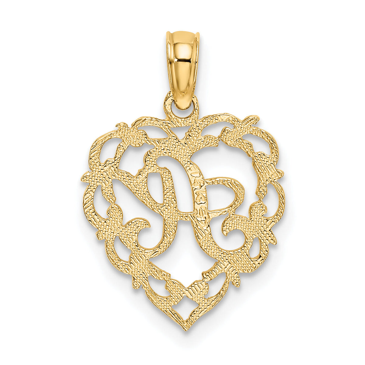 14KY Heart Script Letter A Initial Charm-K6424A