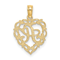 14KY Heart Script Letter A Initial Charm-K6424A