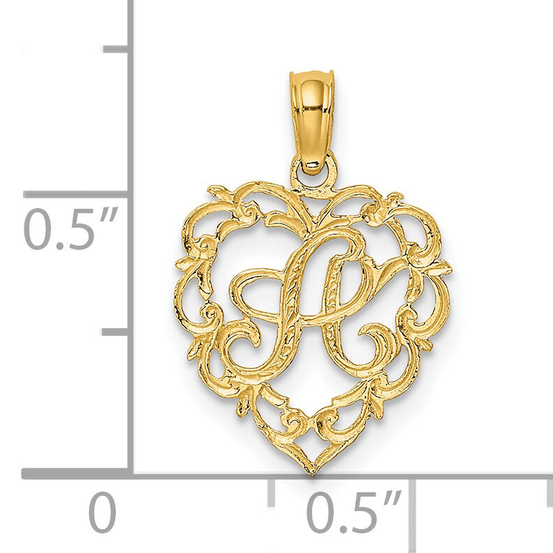 14KY Heart Script Letter A Initial Charm-K6424A