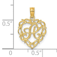 14KY Heart Script Letter A Initial Charm-K6424A