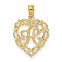 14KY Heart Script Letter A Initial Charm-K6424A