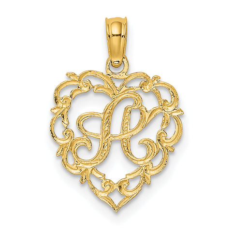 Heart Script Letter Initial Pendants