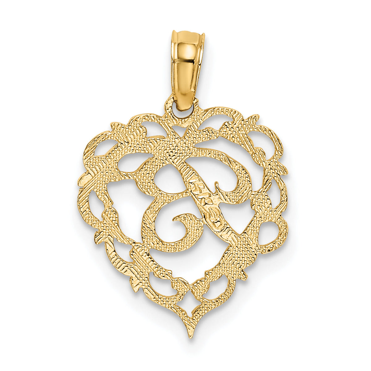 14KY Heart Script Letter B Initial Charm-K6424B