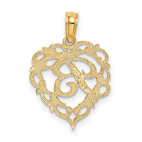 14KY Heart Script Letter B Initial Charm-K6424B