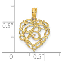 14KY Heart Script Letter B Initial Charm-K6424B