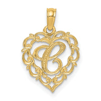 14KY Heart Script Letter C Initial Charm-K6424C