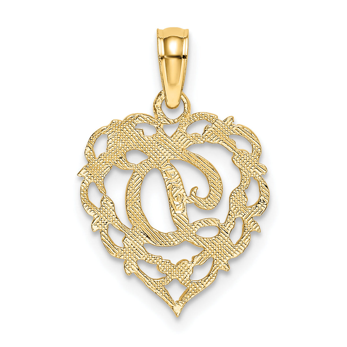 14KY Heart Script Letter D Initial Charm-K6424D