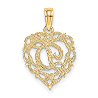 14KY Heart Script Letter D Initial Charm-K6424D