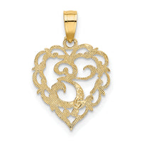 14KY Heart Script Letter E Initial Charm-K6424E