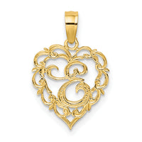 14KY Heart Script Letter E Initial Charm-K6424E