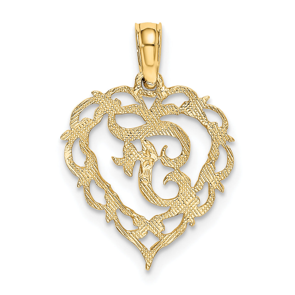 14KY Heart Script Letter F Initial Charm-K6424F