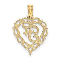 14KY Heart Script Letter F Initial Charm-K6424F