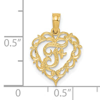 14KY Heart Script Letter F Initial Charm-K6424F